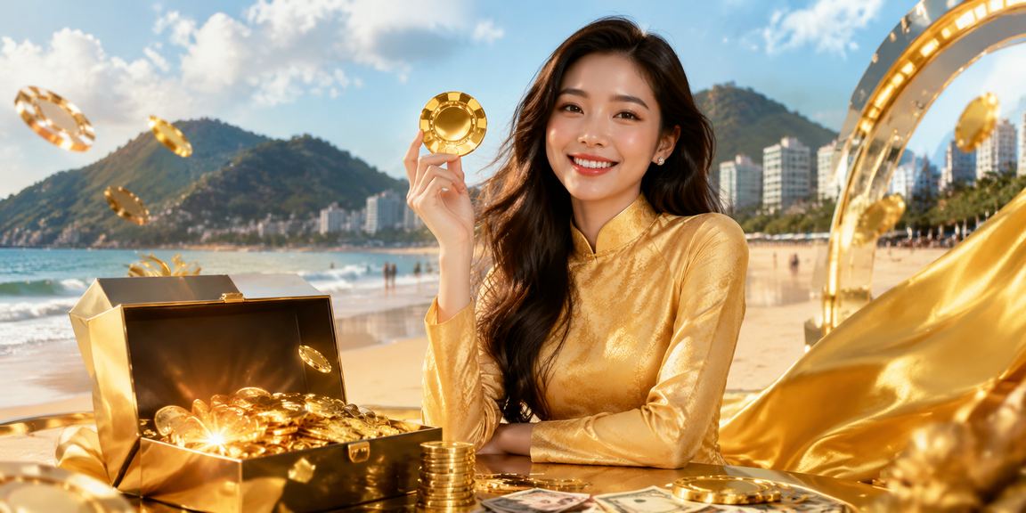 Người chơi casino trực tuyến Việt Nam đang xem thông tin bonus chào mừng trên màn hình